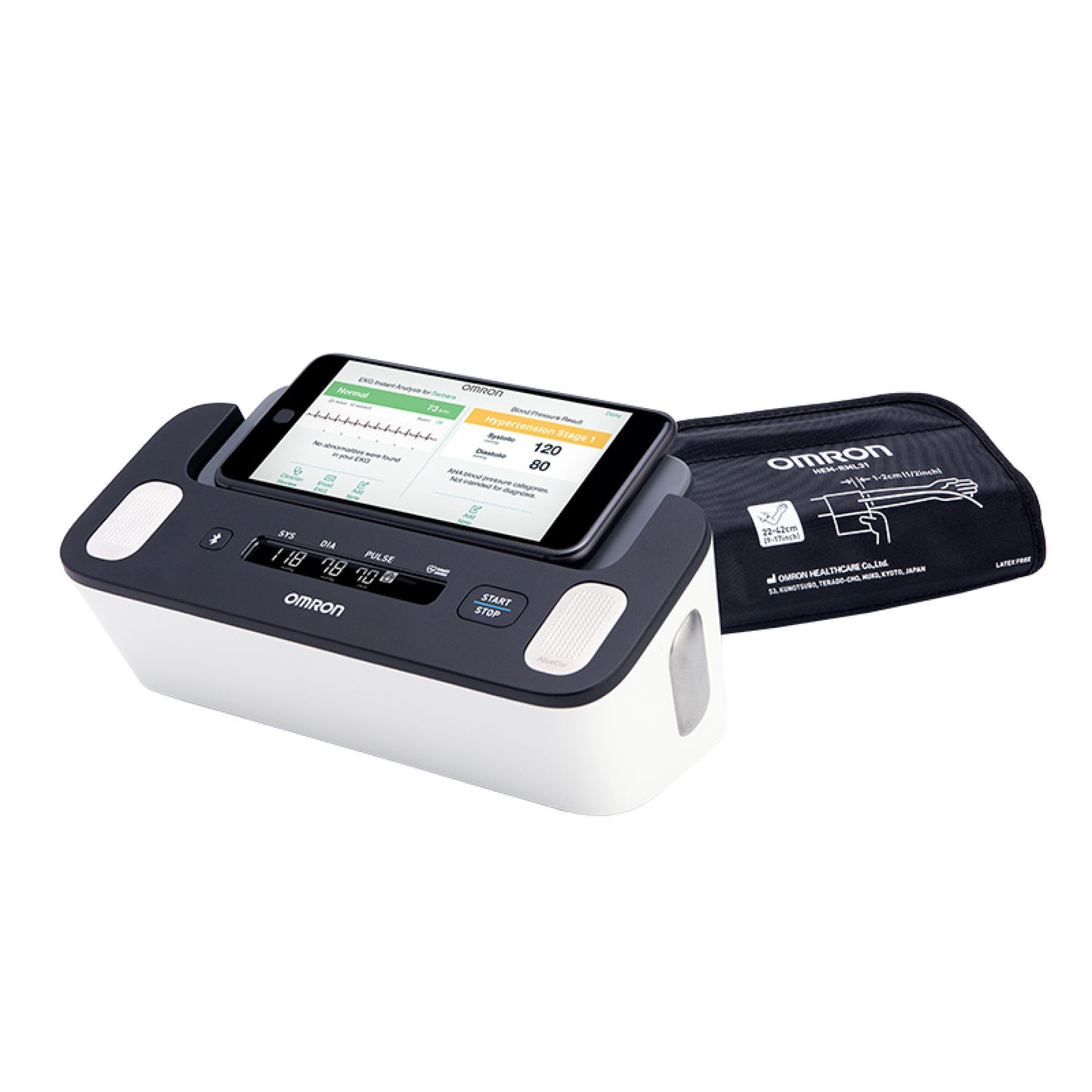 Complete Upper Arm Blood Pressure Monitor + EKG, Tracks Systolic BP, Diastolic BP, Pulse, Atrial Fibrillation, Tachycardia, and Bradycardia, Body Movement Detection, Stores 90 Blood Pressure Readings in Unit, 6/cs