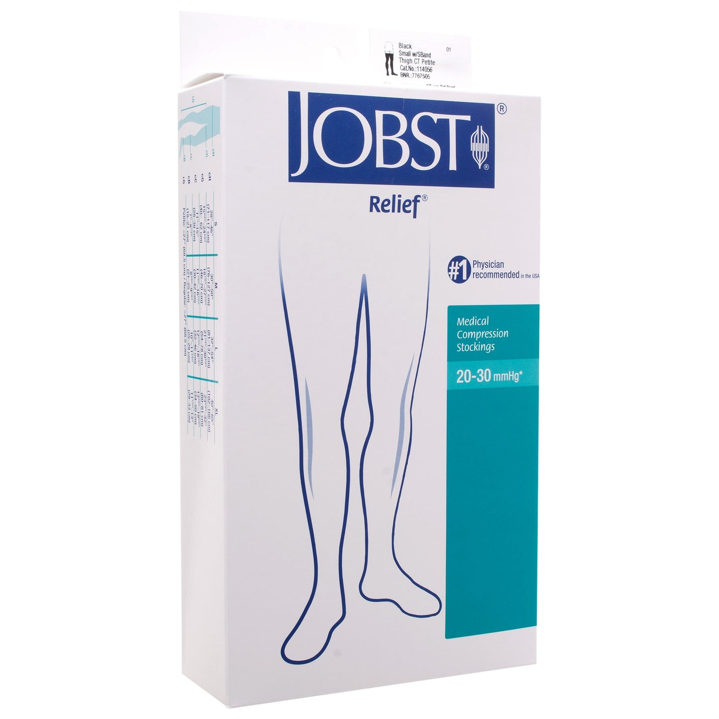 Compression Stocking, Thigh Relief, 20-30mmhg, Closed Toe, Silicone Band, Petite Small, Black, 1/pr (Continental US Only)