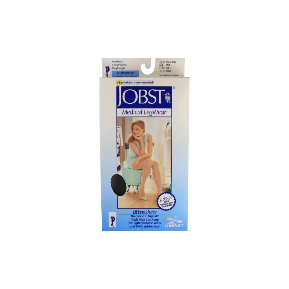 Compression Stocking, Thigh High, 30-40 mmHG, Closed Toe, Classic Black, Small (Continental US Only)