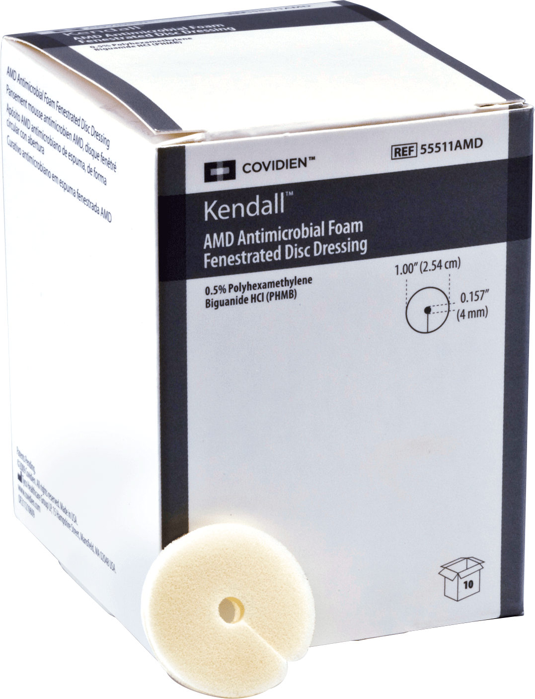 Antimicrobial Foam Dressing, 1" Dia Disc, Fenestrated, 4mm Hole, 40/cs (Continental US Only)