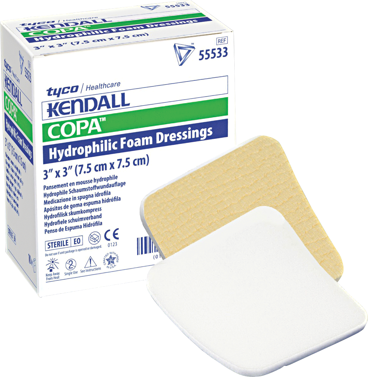 Foam Wound Dressing, 3" x 3", 10/bx, 5 bx/cs (Continental US Only)
