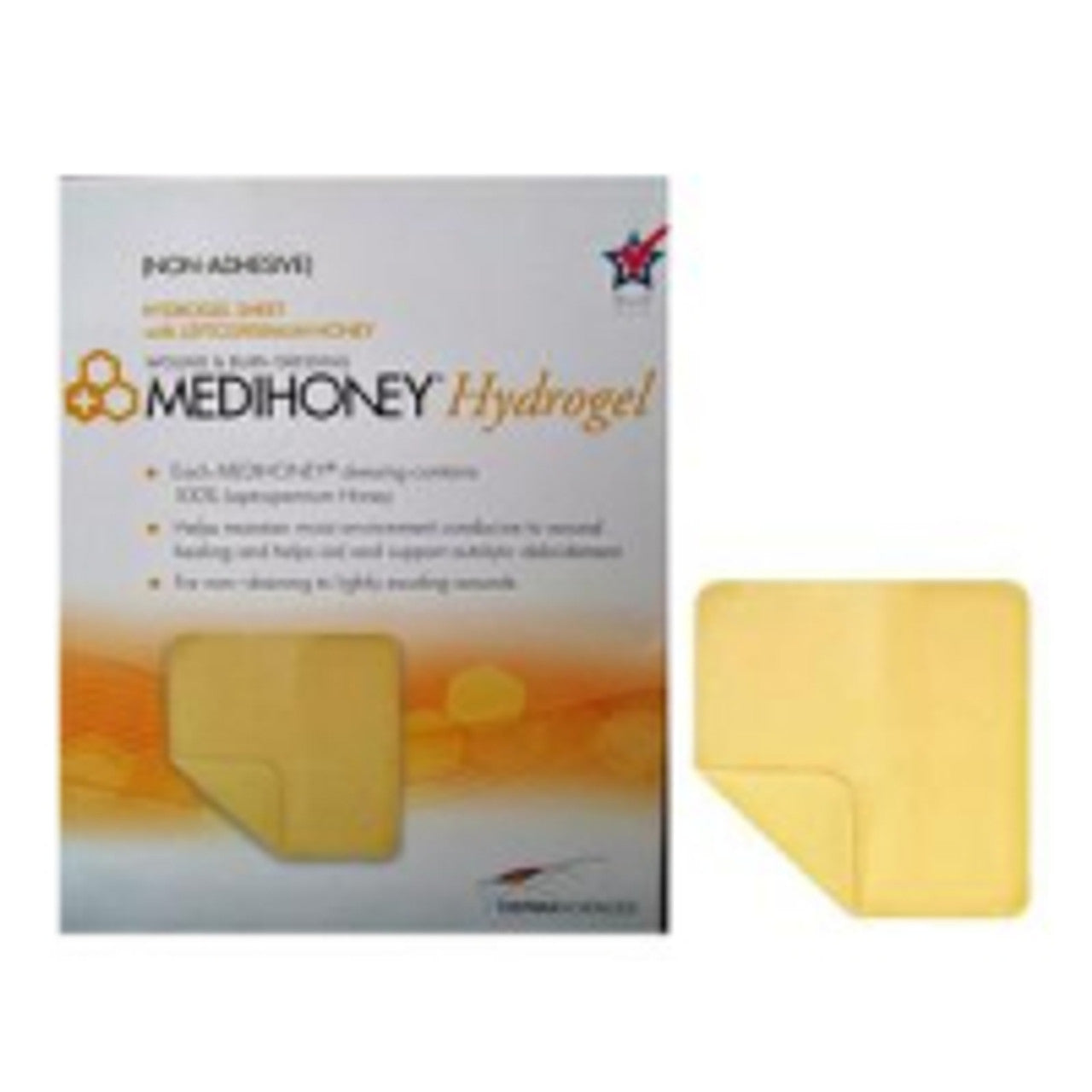 Medihoney Hydrogel Dressing, 2.4" x 2.4", Non-Adhesive, Sterile, 10/bx, 5 bx/cs