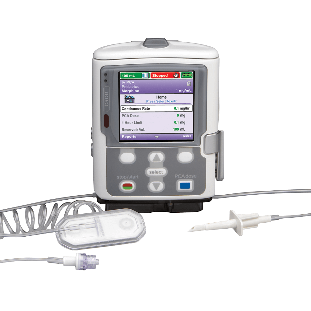 CADD Administration Set, Includes: Bag Spike, Flow Stop, 1.2 Micron Air-Eliminating Filter, Spiral Tubing, Clamp, One-Way Checkvalve with Male Luer, 93" Length, 8.0 ml PV, Not Made with DEHP, 15/bx (US Only)