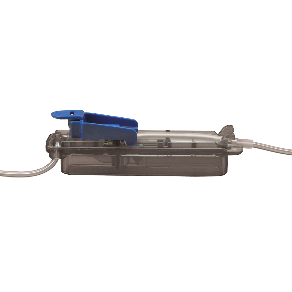 CADD Yellow Striped Adminstration Set with Bag Spike, Flow Stop, Clamp, and One-Way Checkvalve with Male Luer, DEHP-Free, 123", 3.2ml PV, 12/bx (US Only)