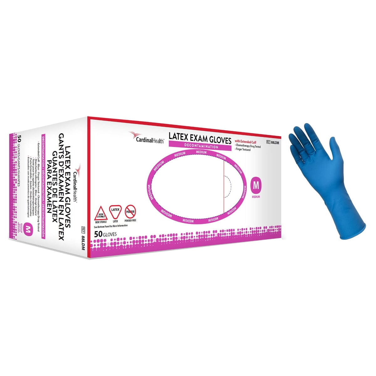 Decontamination Exam Glove, Latex, Blue, Medium, 50/bx, 10 bx/cs (Continental US Only)