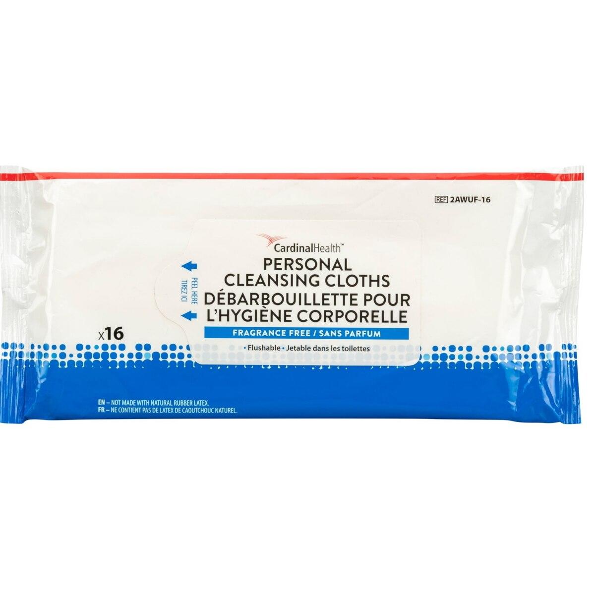 Personal Cleansing Cloth, Flushable, Fragrance Free, 9" x 13", 16/pk, 36 pk/cs (Continental US Only)