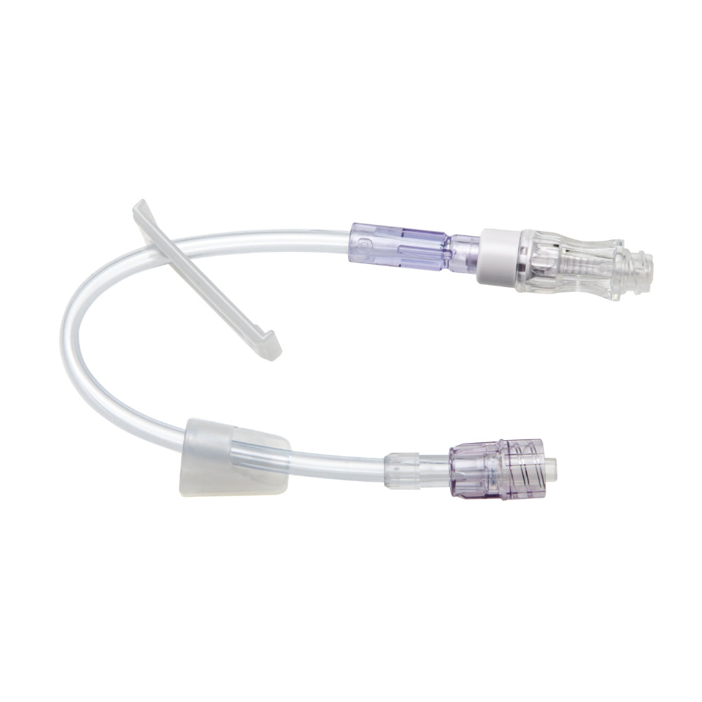 STEADYCare Extension Set, Standard Bore, Removable CARESITE Micro LAD, SPIN-LOCK Connector, Slide Clamp, 8" Length, 1 ml, 100/cs (Rx) (Continental US+HI Only)