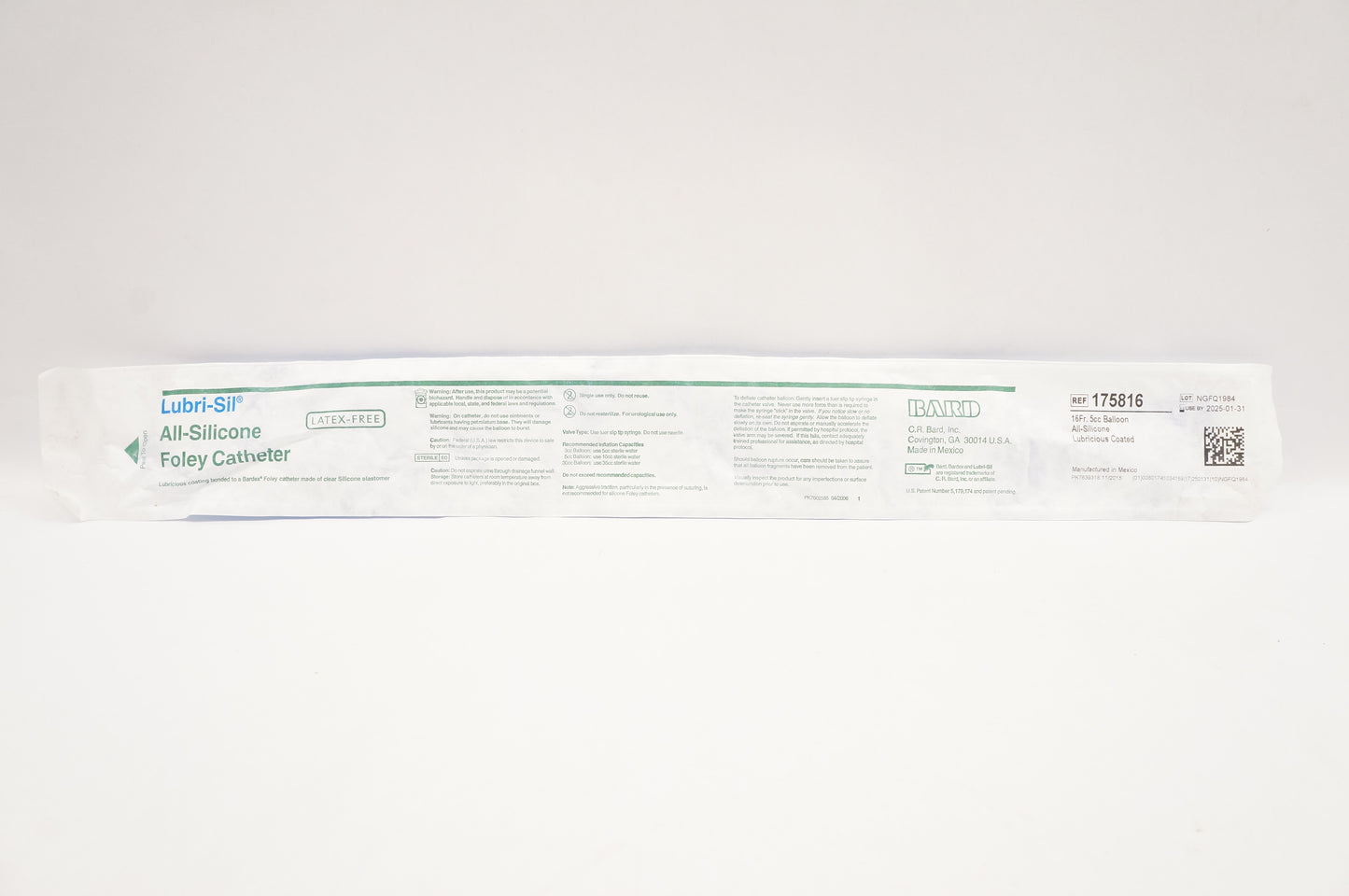 Lubri-Sil Foley Catheter, 16FR, 5cc, Slippery, 2-Way, 12/cs (US Only)