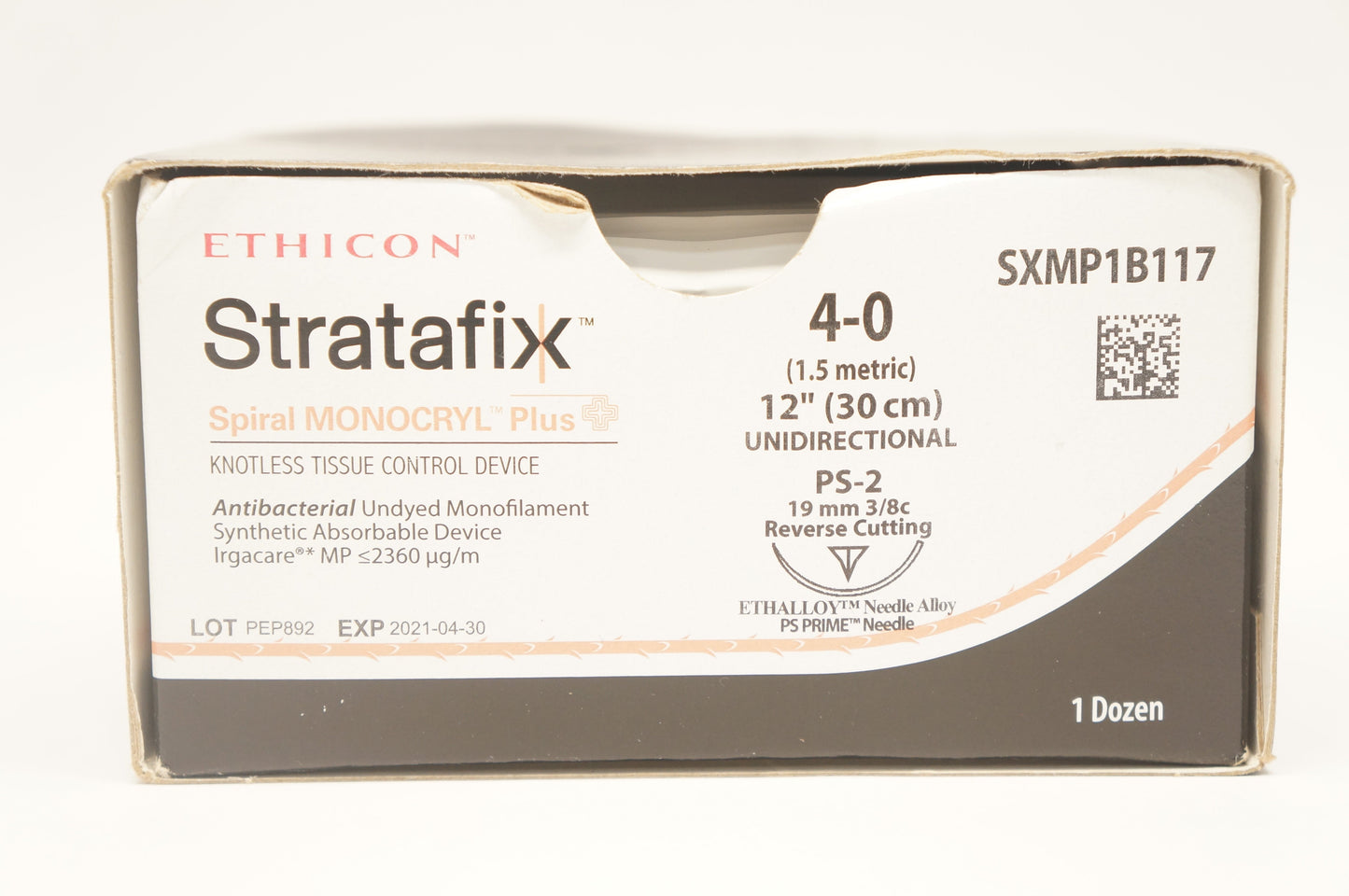 4-0 30cm STRATAFIX Spiral MONOCRYL Plus Undyed PS-2, 12/bx (Continental US Only)