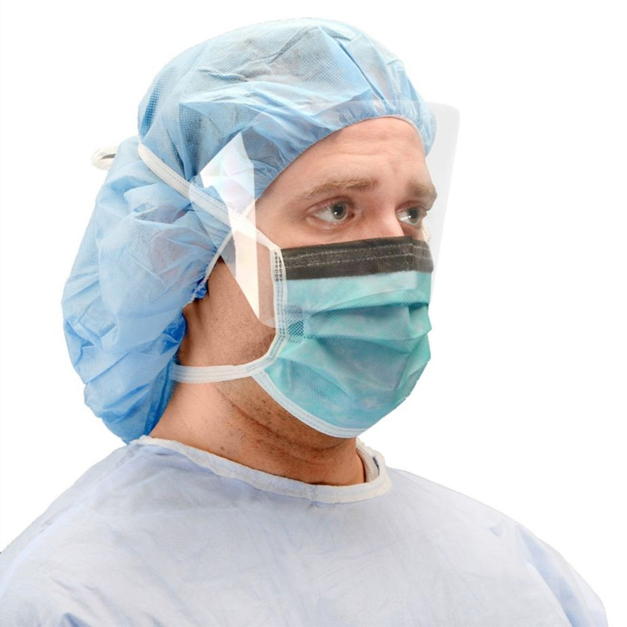 Surgical Mask, Tie-On, Adhesive Anti-Fog Strip, Mediterranean Blue, 50/bx, 6 bx/cs (Continental US Only)