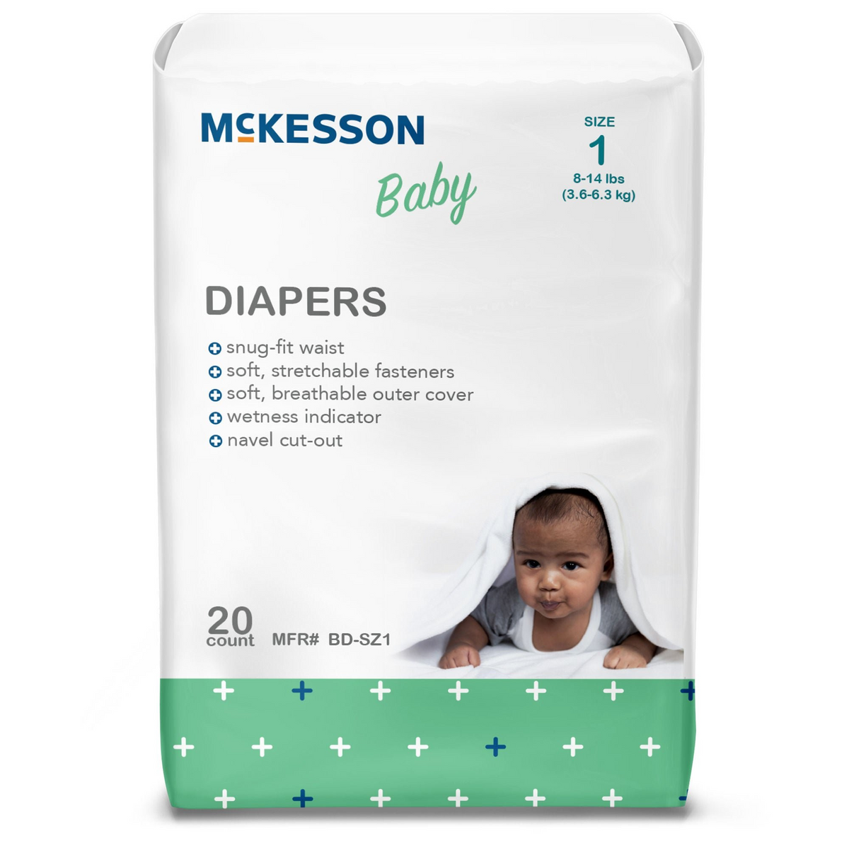 Unisex Baby Diaper McKesson Size 1 Disposable Heavy Absorbency 20/bg (BD-SZ1)