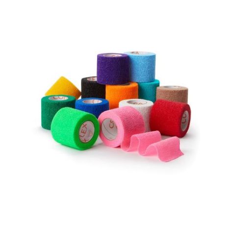 Self-Adherent Wrap, 1" x 5 yds, Rainbow Pack, includes Red, Teal, White, Green, Purple & Blue, Latex, 2 rl/pk, 15 pk/cs