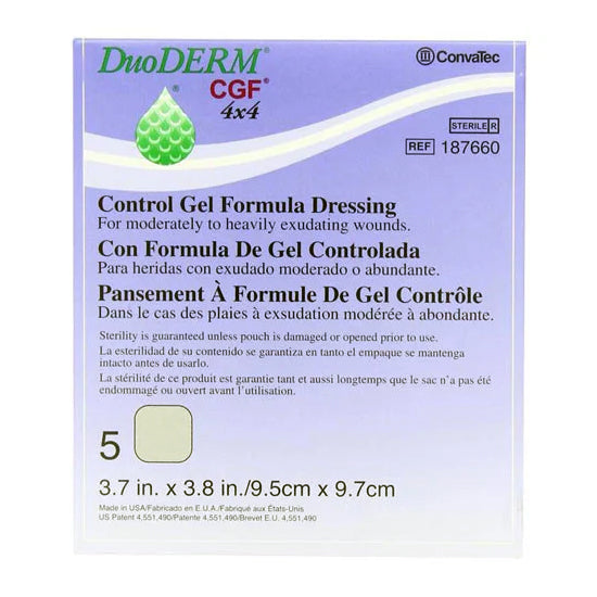 Hydrocolloid Dressing, Square, 4" x 4", Sterile, 5/bx (Continental US Only)