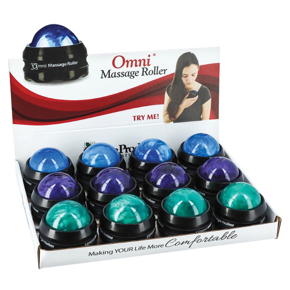 Omni Massage Roller Display, Black Cap, Assorted Colors
