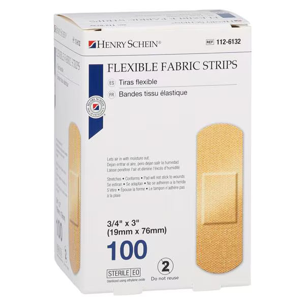 "Curad Strip Bandage Fabric 3/4x3"" Flesh Sterile 100/Bx, 12 BX/CA" (1126132)