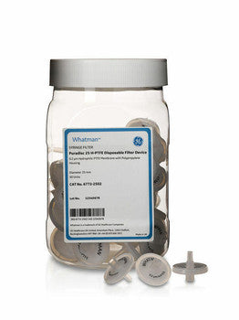 Syringe Filter, 13mm Dia, Puradisc, Non-Sterile, 0.45m Pore Size, Polytetrafluoroethylene (PTFE), Hydrophilic, 100/pk