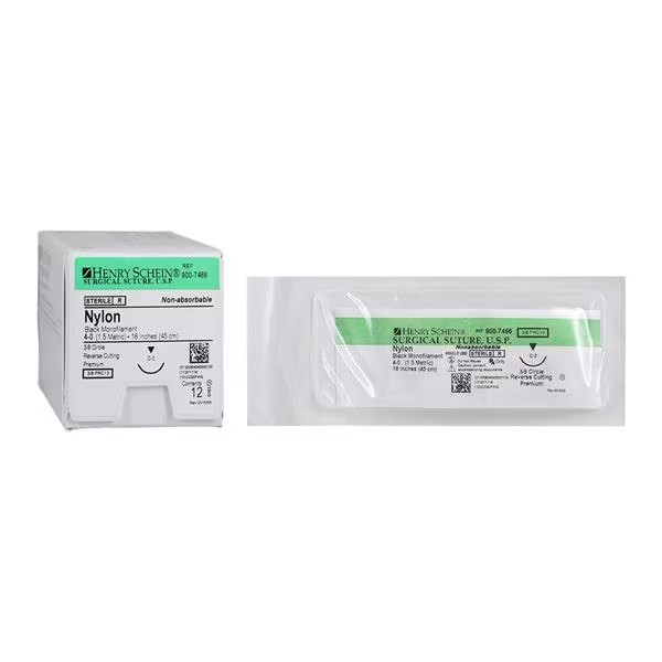 Suture 4-0 18" Nylon Monofilament C-3 Black 12/Bx (9007466)