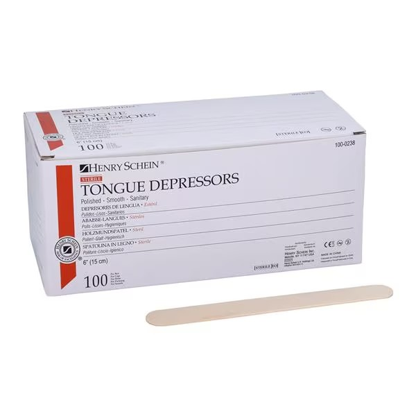 Tongue Depressor 6 in Wood Sterile Adult 100/Bx (1000238)