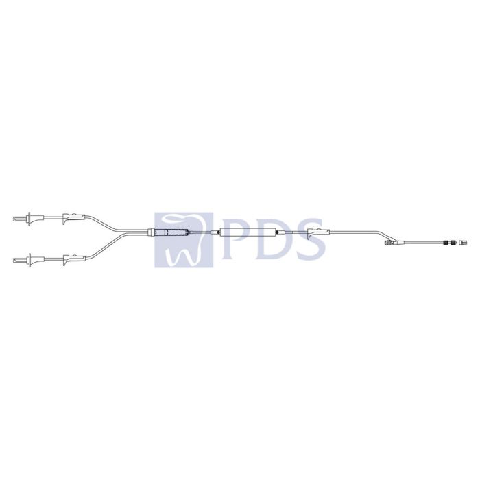 Gravity Set, Non-Vented, 180 Micron Filter, (3) Roller Clamps, (1) SmartSite Needle-Free Valve, 9" from 2-Piece Male Luer Lock w/ Pressure Pump, 15 drops/L, 105" Length, PV 67 ml, Sterile, 20/cs (Continental US Only) (Drop Ship Requires Pre-Approval)