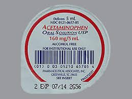 Acetaminophen Children Oral Suspension 160mg/5mL 5mL Unit Dose 100/Ca (00121096600)