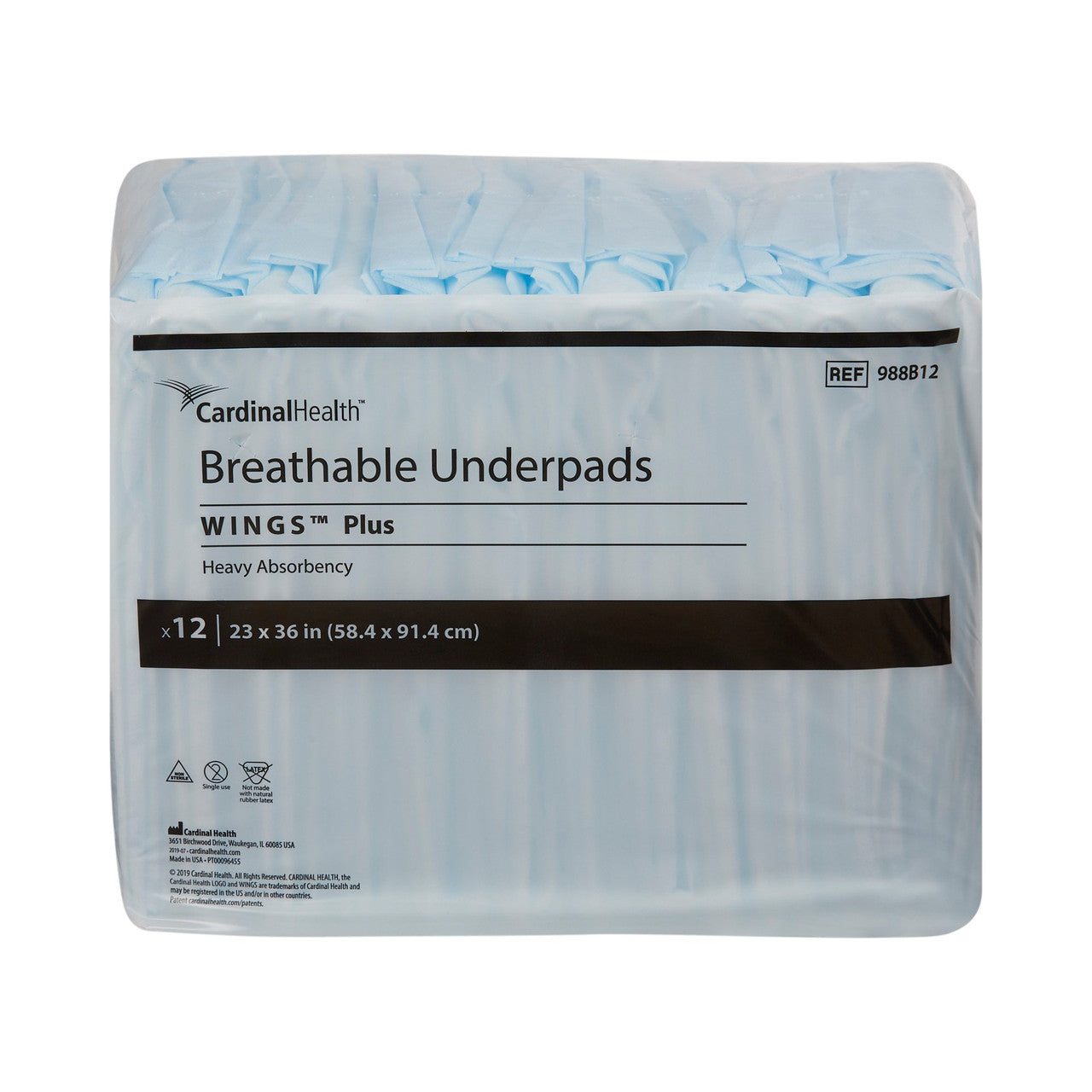 Underpad, 23" x 36", Lt. Blue, 12/bg, 6 bg/cs (Continental US Only)