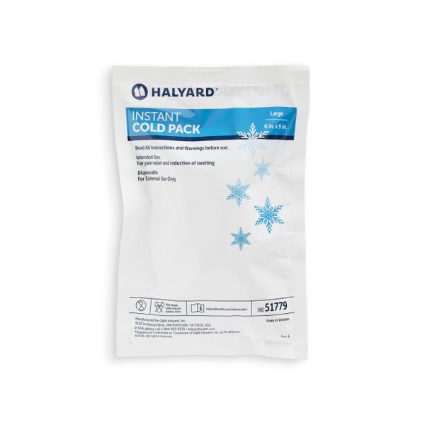 Halyard Instant Cold Pack, Large with Sleeve, 6" x 9", Single Patient Use, 24 ea/cs