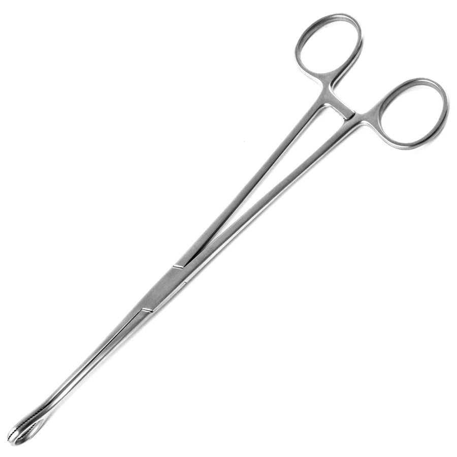 Sponge Forcep, Surgi-OR, Foerster, 9-1/2IN Length, Mid Grade Stainless Steel, NonSterile, Rachet Lock Finger Ring Handle, Straight Ring, Serrated Tip (DROP SHIP ONLY)