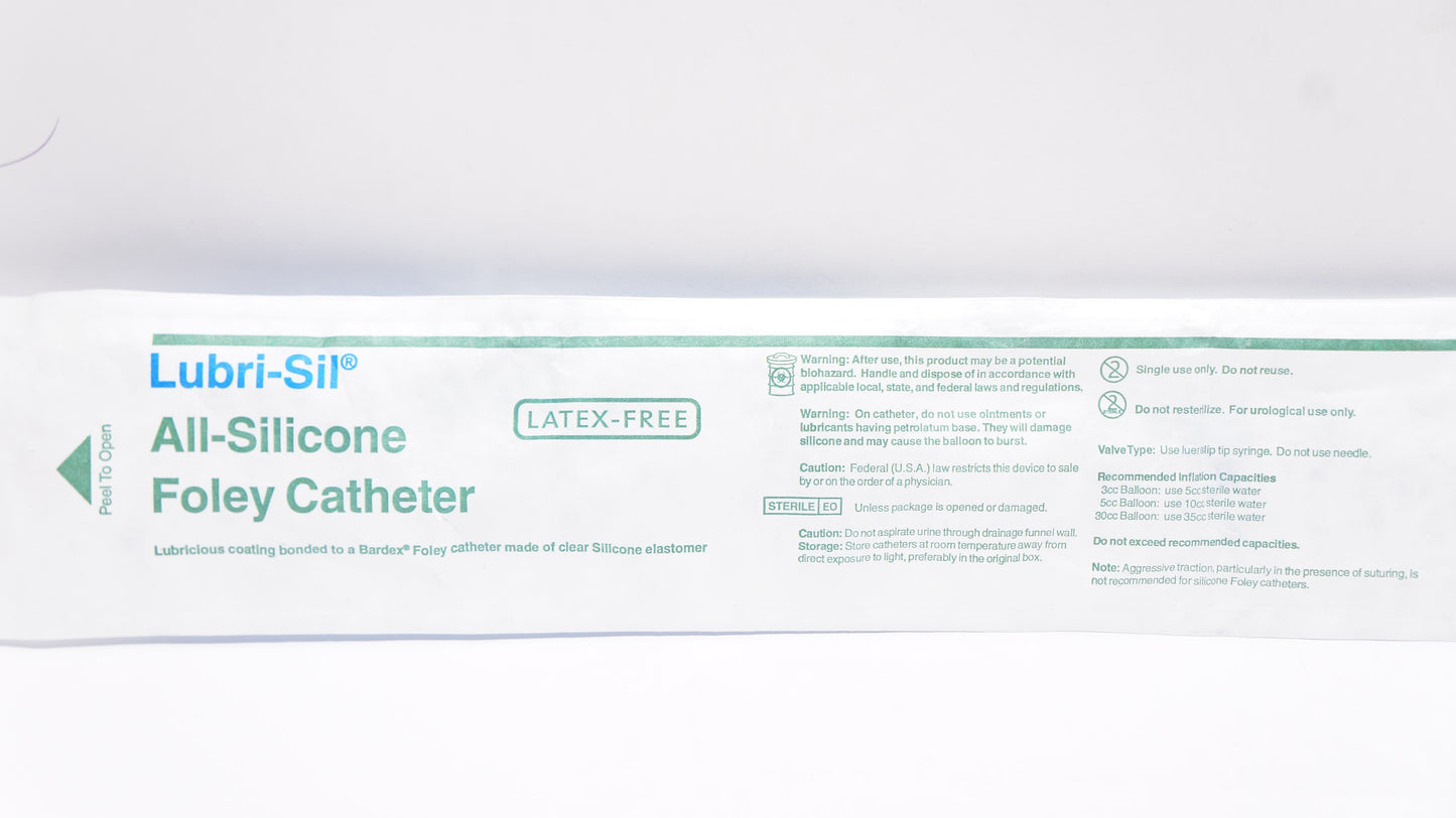 Lubri-Sil Foley Catheter, 18FR, 5cc, Slippery, 2-Way, 12/cs (US Only)
