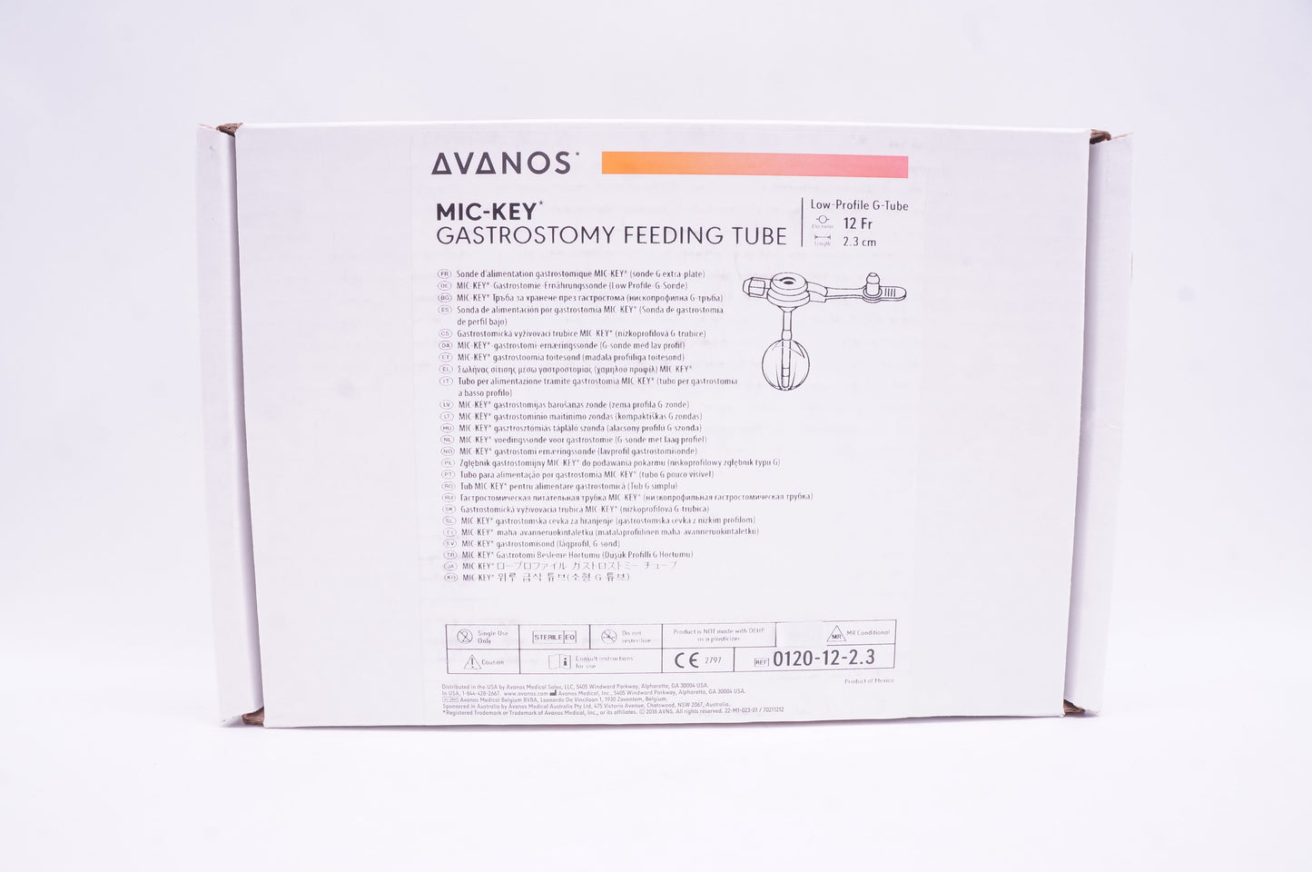 Gastrostomy Tube, Low Profile, 12FR, 2.3cm Stoma Length, Sterile (US Only) (Authorized Distributor Sub-Agreement Required - See Manufacturer Details Page)