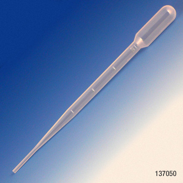 Pipet, 5 mL (Graduated to 2 mL), 2.6mm Tip Diameter, Graduated, Non-Sterile, 500/bx, 10 bx/cs