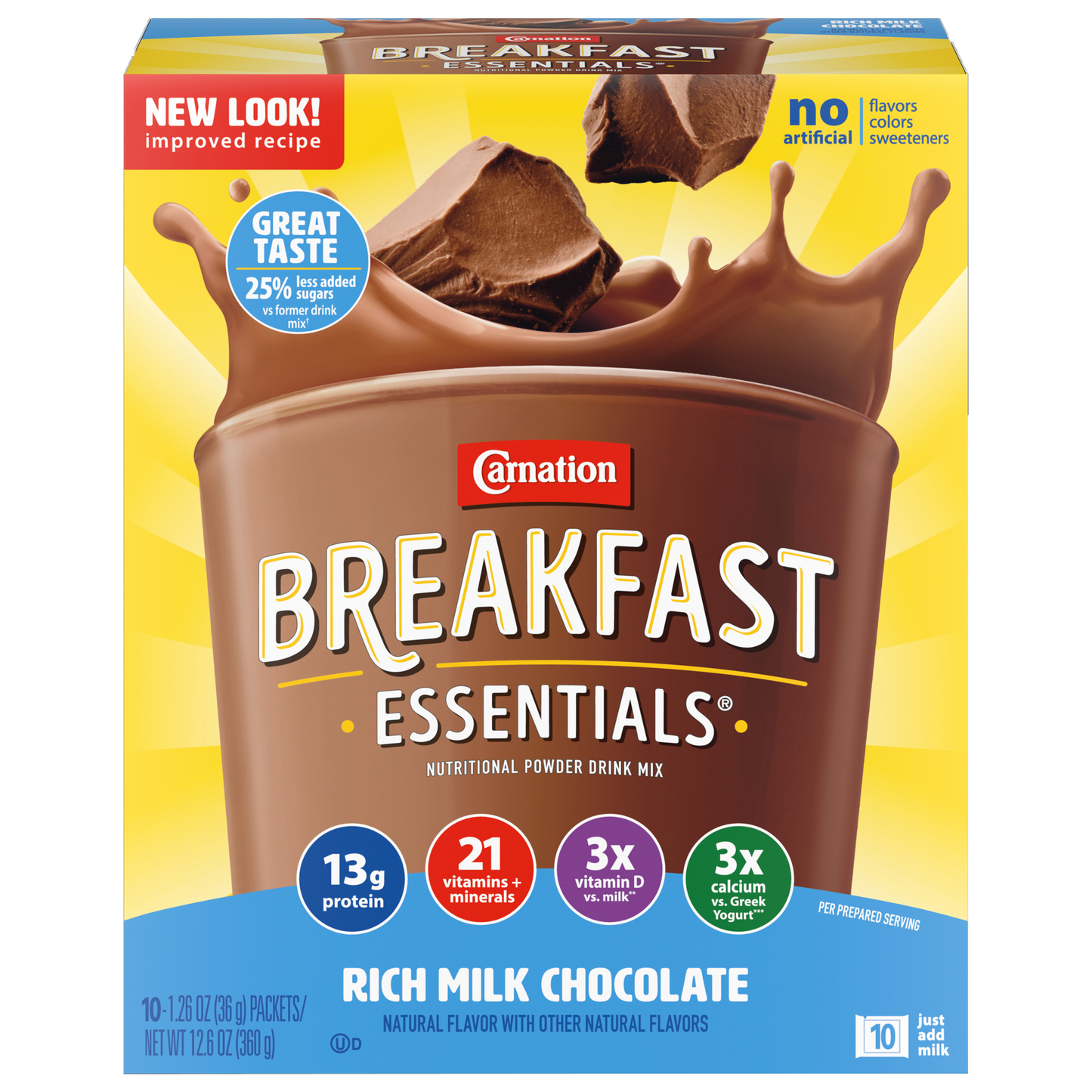 Carnation Breakfast Essential Powder, Chocolate, Clean, 17.7 oz Jar, 6/cs (Minimum Expiry Lead is 90 days; Non-Returnable) (Continental US Only) (Nestle products cannot be sold online without Nestle's prior written permission) (Products cannot be sold on Amazon.com or any other 3rd party site)