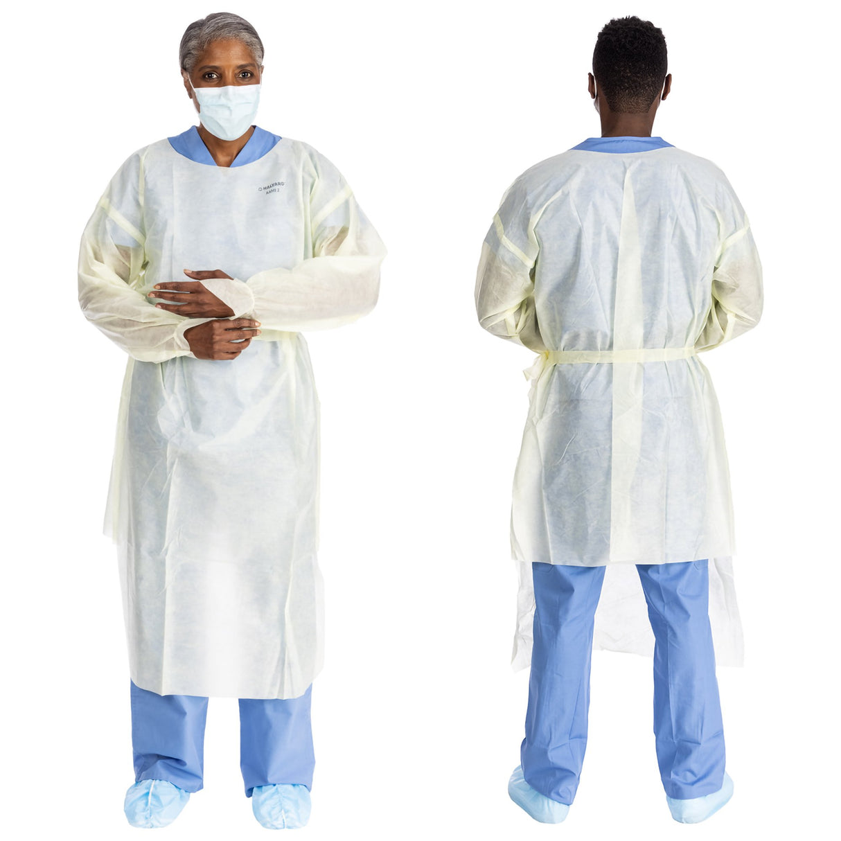 BASIC Over-the-Head Isolation Gown, Tri-Layer AAMI2, Thumb Hooks w/ Elastic, Yellow, Universal, 100/cs (US Only)