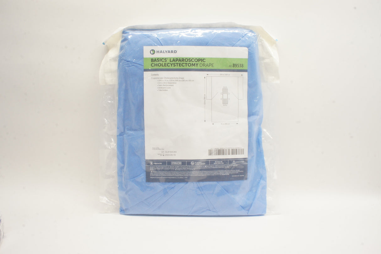 Laparoscopic/Cholecystectomy Drape, Sterile, Hook and Loop Tube, Line Control, Fabric Reinforcement, Armboard Covers, Individually Wrapped, 104in x 76in x 120in, 25/cs (US Only)