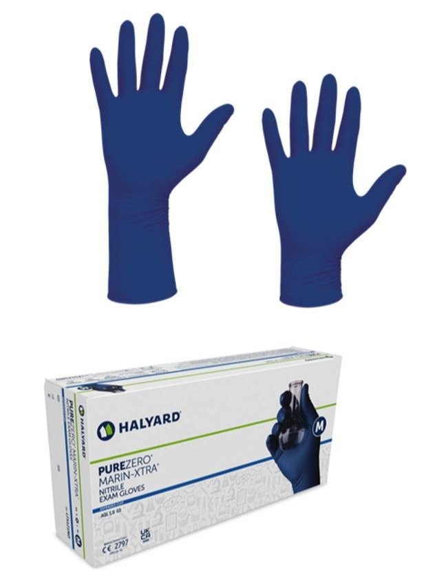 Halyard PUREZERO Marin Nitrile Glove, Standard, Blue, X-Large, 100/bx, 10 bx/cs