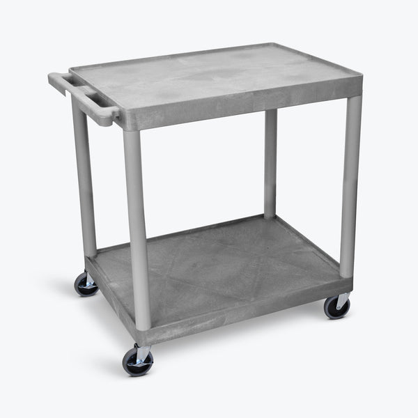 Cart, Two Shelves, Foam Plastic, Gray, 32"W x 24"D x 34.5"H, (4) 4" Heavy Duty Casters (2 with Locking Brakes), Maximum Weight Capacity 400lbs, Assembly Required (DROP SHIP ONLY)