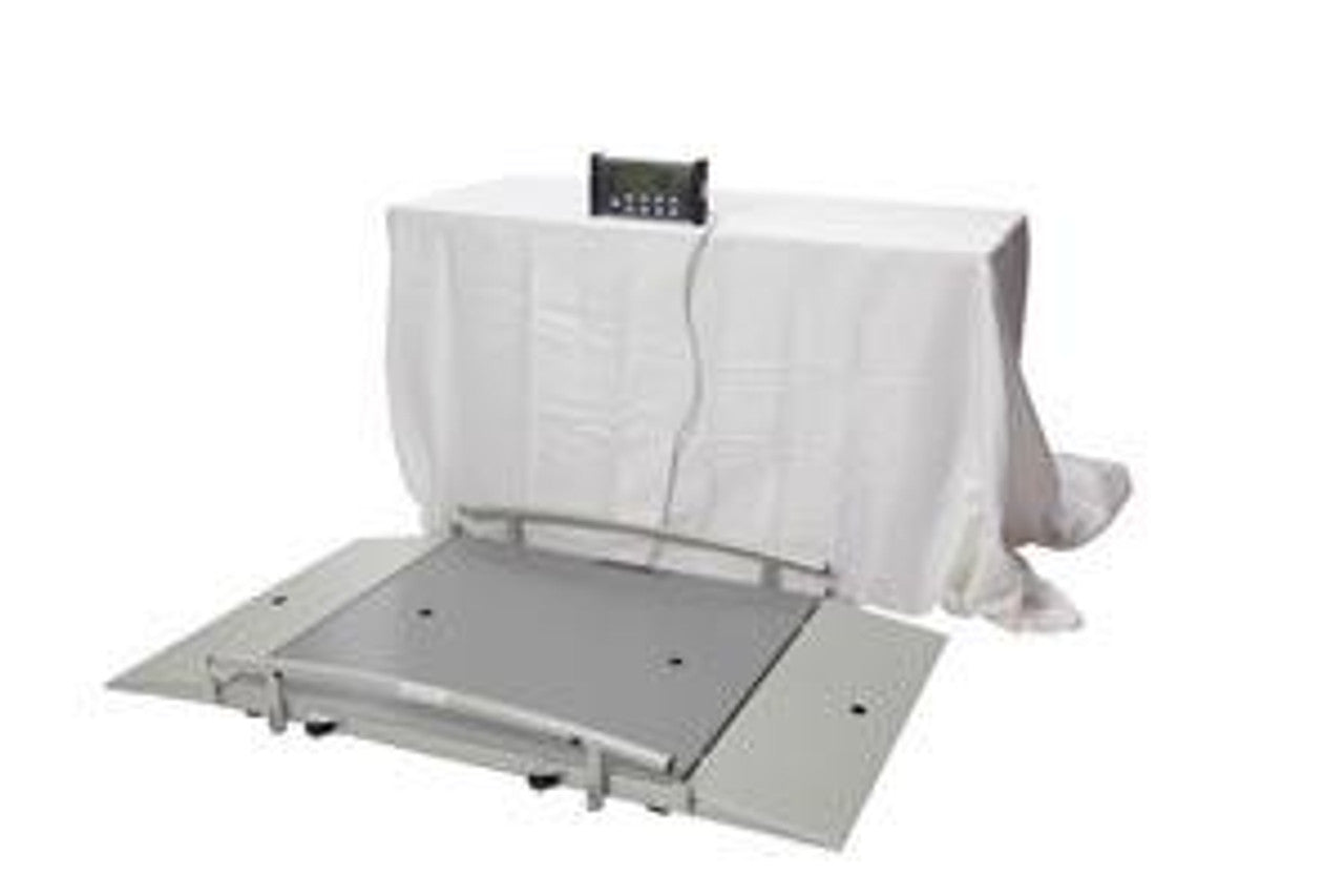 Digital Wheelchair Dual Ramp Scale with Wireless Technology, X-Large Platform, Capacity: 1000 lb/454 kg, Platform Dimension: 43"W x 42"D x 2_"H , Ramp Size: 12_"W x 42"D, EMR Connectivity Via USB, (2) Wheels, 120V Adapter (included) or (6) AA Batteries (not included), _" LCD Remote Display (DROP SHIP ONLY)