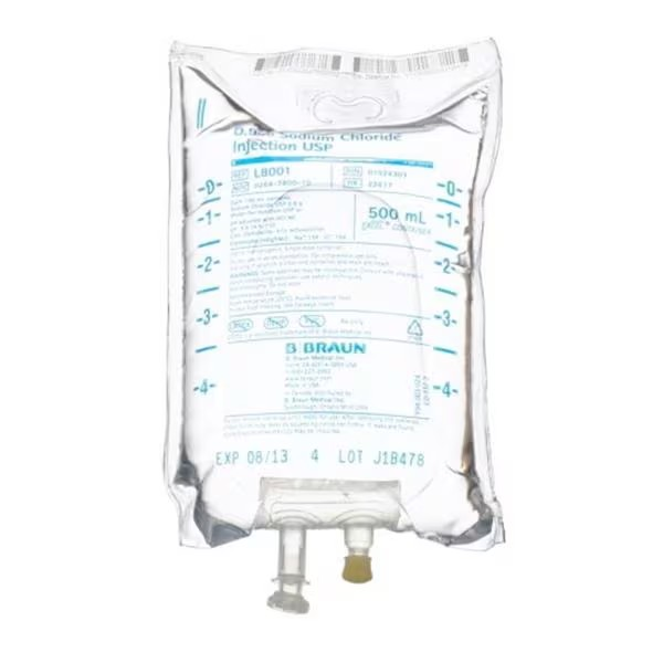 IV Injection Solution Sodium Chloride 0.9% 500mL Plastic Container 24/Ca (L8001)