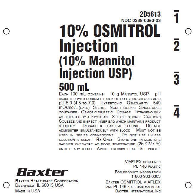 Osmitrol Injection, 15% (15% Mannitol Injection, USP), 500 ml, Viaflex Plastic Container, 24/cs (Rx) (Continental US Only) (Product Access Restricted. Check with your sales rep to verify eligibility)