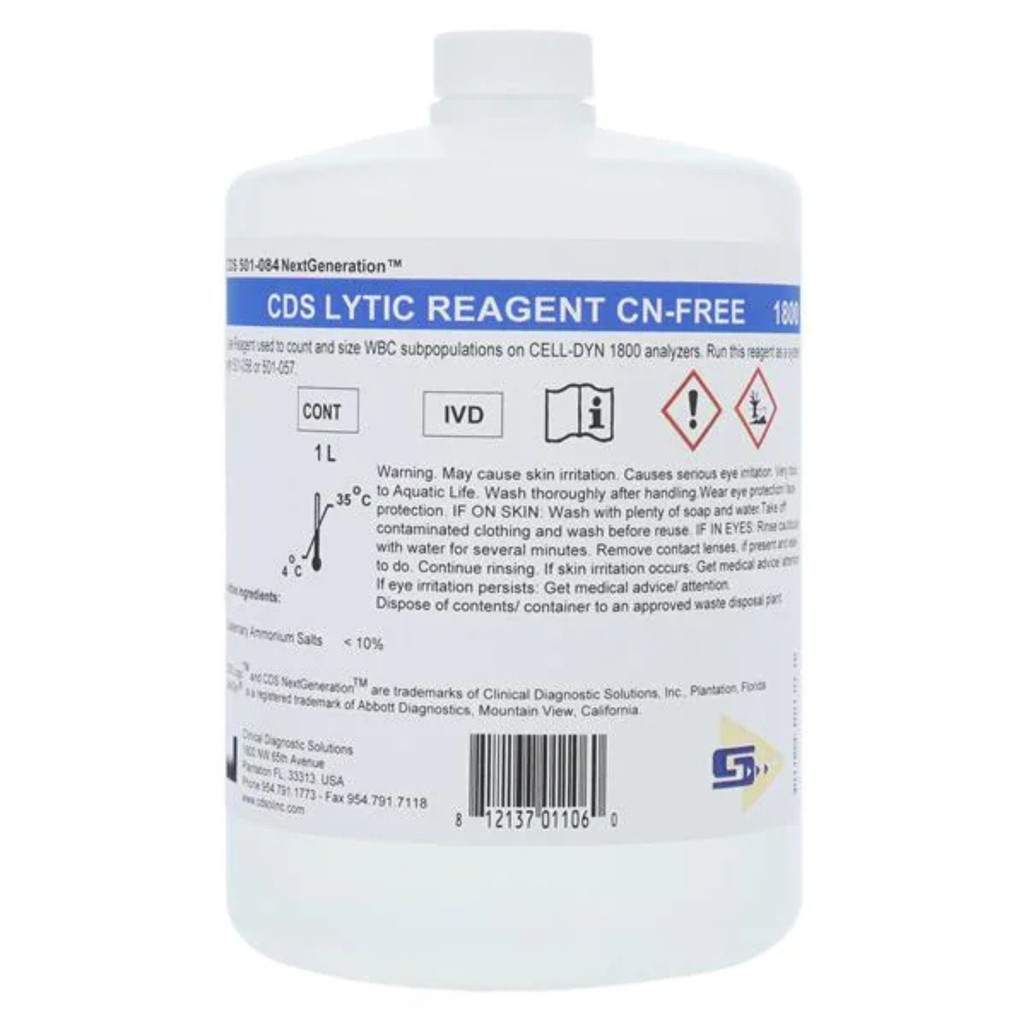 Lytic Reagent Cyanide-Free, 1 Liter, For Use with Abbott Cell-Dyn 1800 (Item is Non-Returnable) (US Only) (DROP SHIP ONLY)