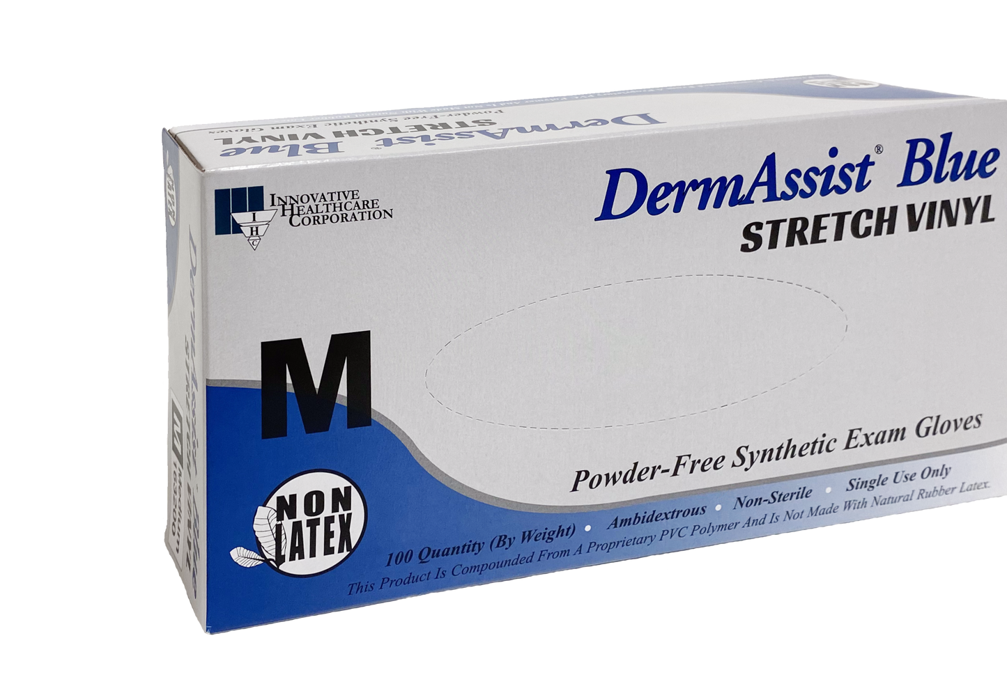 Gloves, Exam, Large, Blue, Stretch Vinyl, Non-Sterile, PF, 100/bx, 10 bx/cs (84 cs/plt)