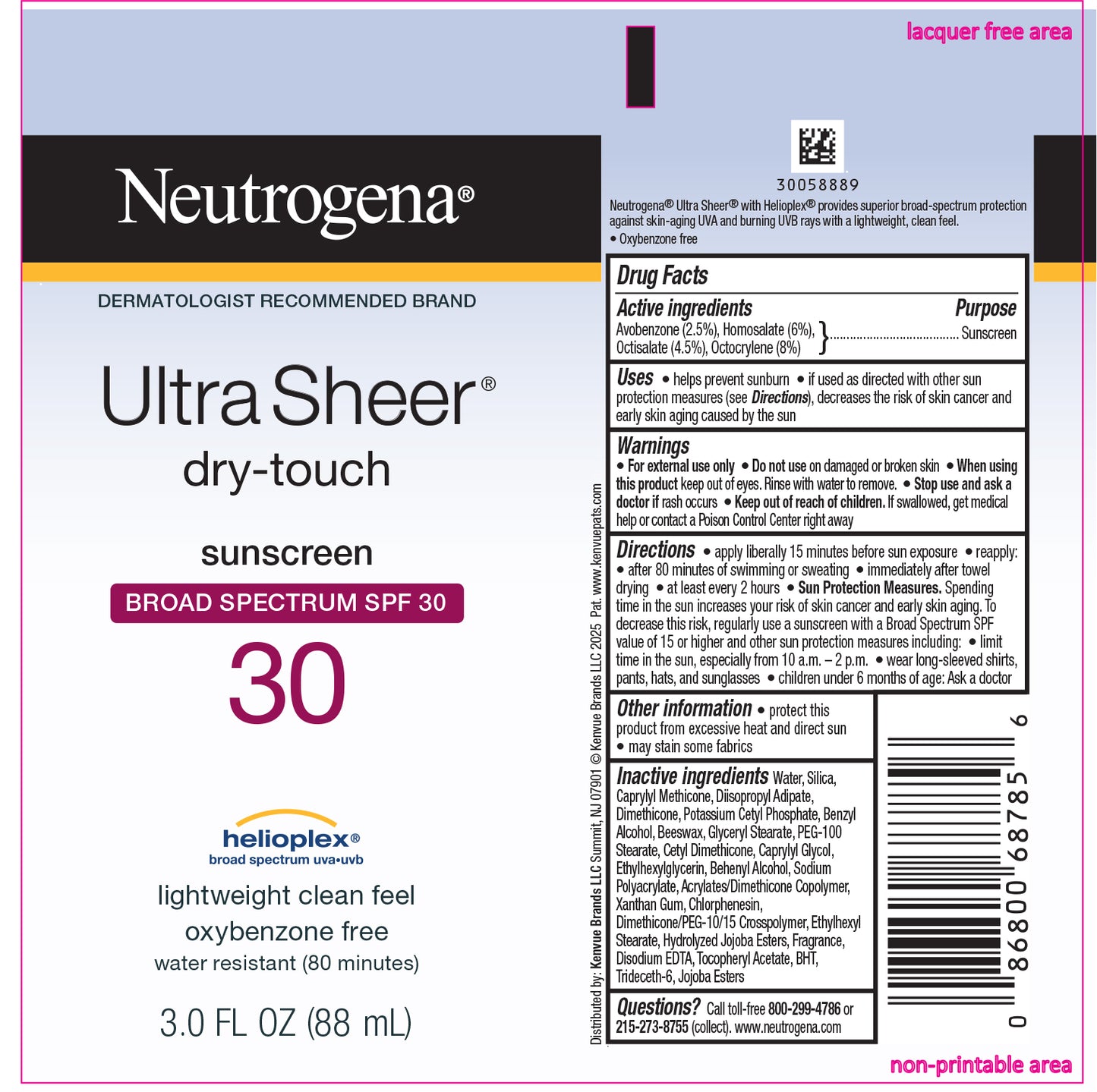 Dry-Touch Sunscreen, SPF30, 3 fl oz, 3/bx, 4 bx/cs (Continental US+HI Only) (Pricing Subject to Change without Prior Notification)