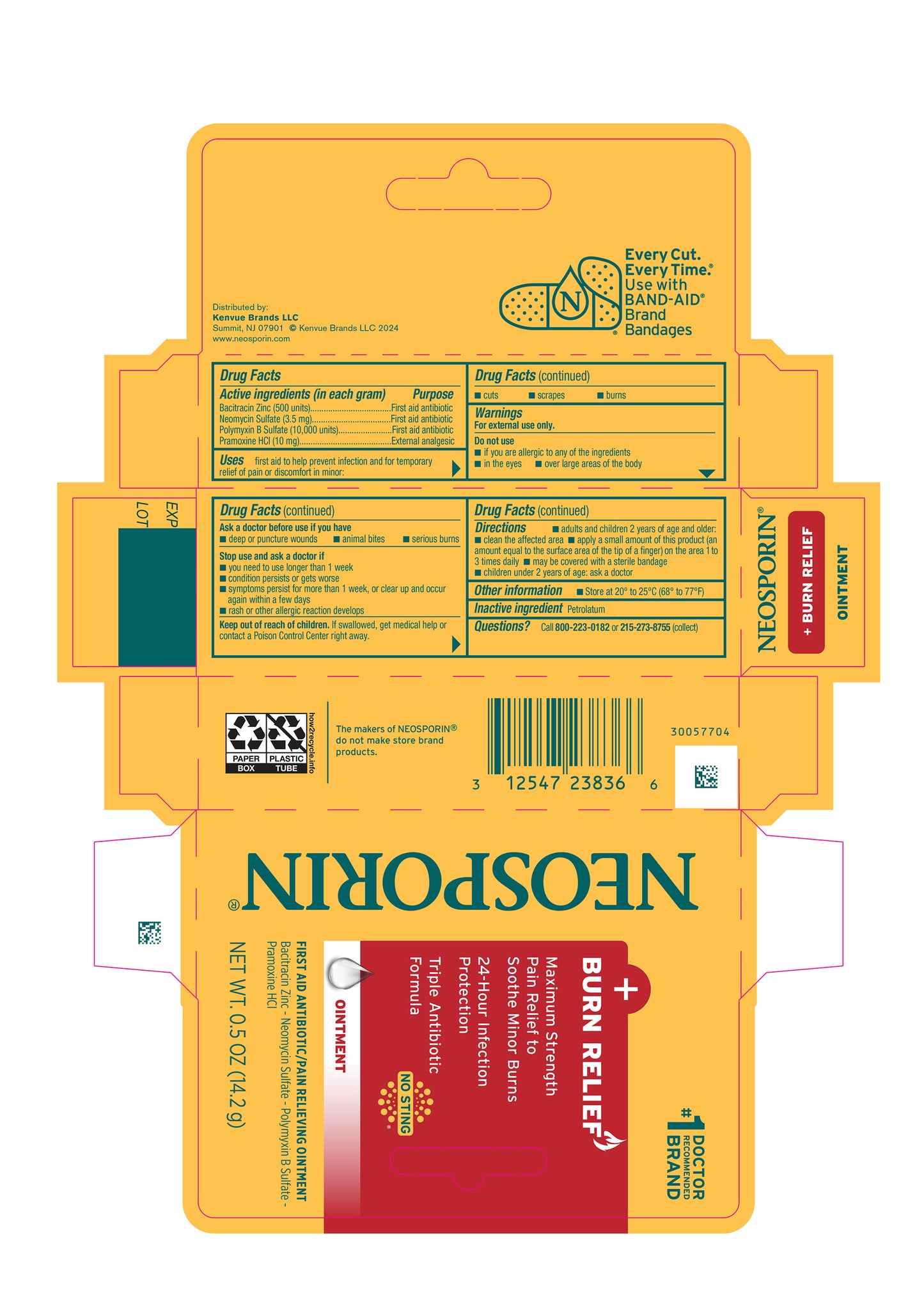 Neosporin with Burn Relief, 0.5 oz, 6/bx, 12 bx/cs (Continental US+HI Only) (Pricing Subject to Change without Prior Notification)
