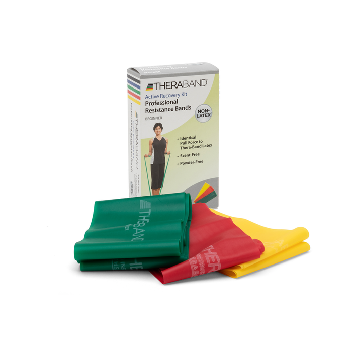 Resistance Band, Active Recovery Kit: Beginner (Yellow, Red & Green) 5 ft Cut Lengths in Retail Packaging, Latex Free (LF), 12 ea/cs (Legacy# 20380) (US Only)
