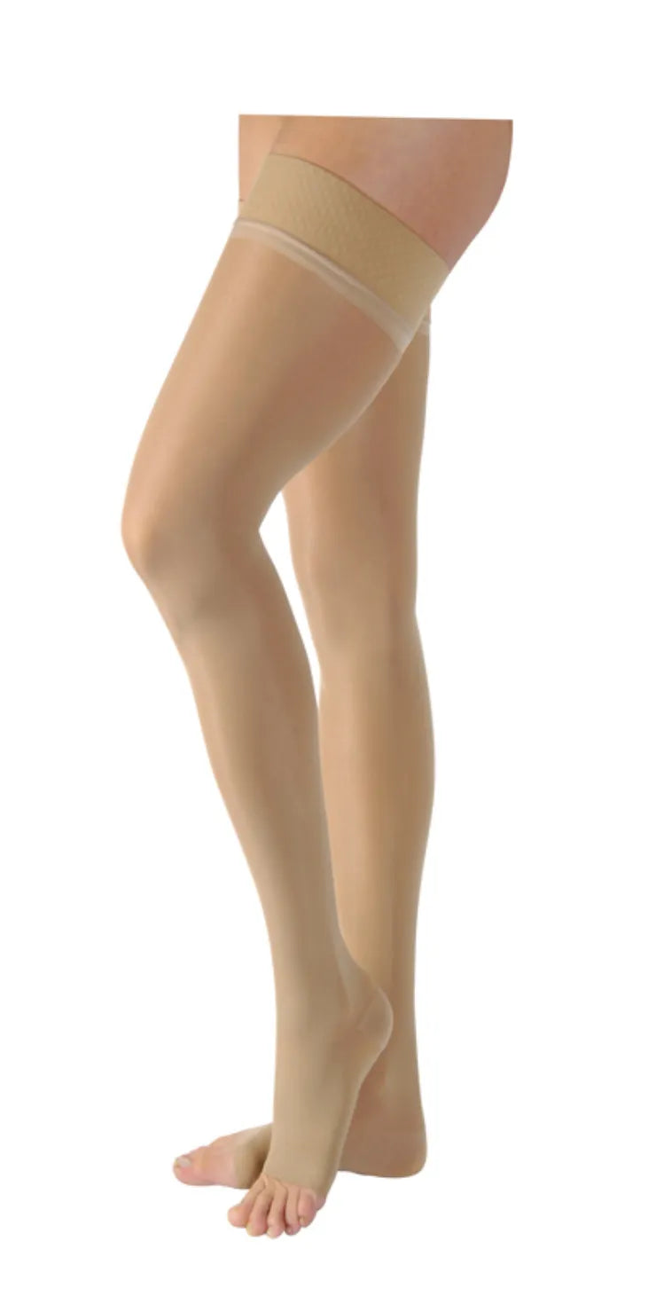 Compression Stocking, Thigh High, 20-30 mmHG, Open Toe, Petite, Natural, Medium (Continental US Only)
