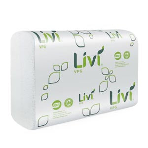 Livi Paper Towel, Multifold, 9.06" x 9.45", 1-Ply, White, 250/pk, 16 pk/cs
