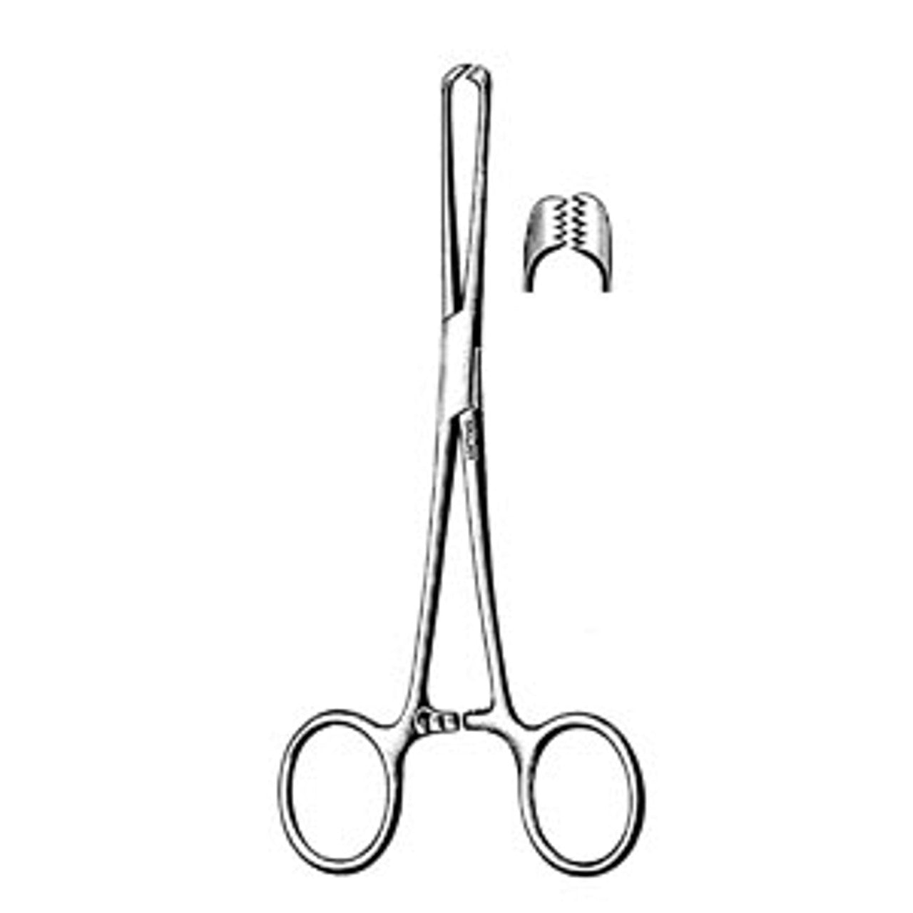 Tissue Forceps Sklar Allis, 7-1/2" Length, OR Grade, Stainless Steel, NonSterile, Ratchet Lock, Finger Ring Handle, Straight, 5X6 Teeth (DROP SHIP ONLY)