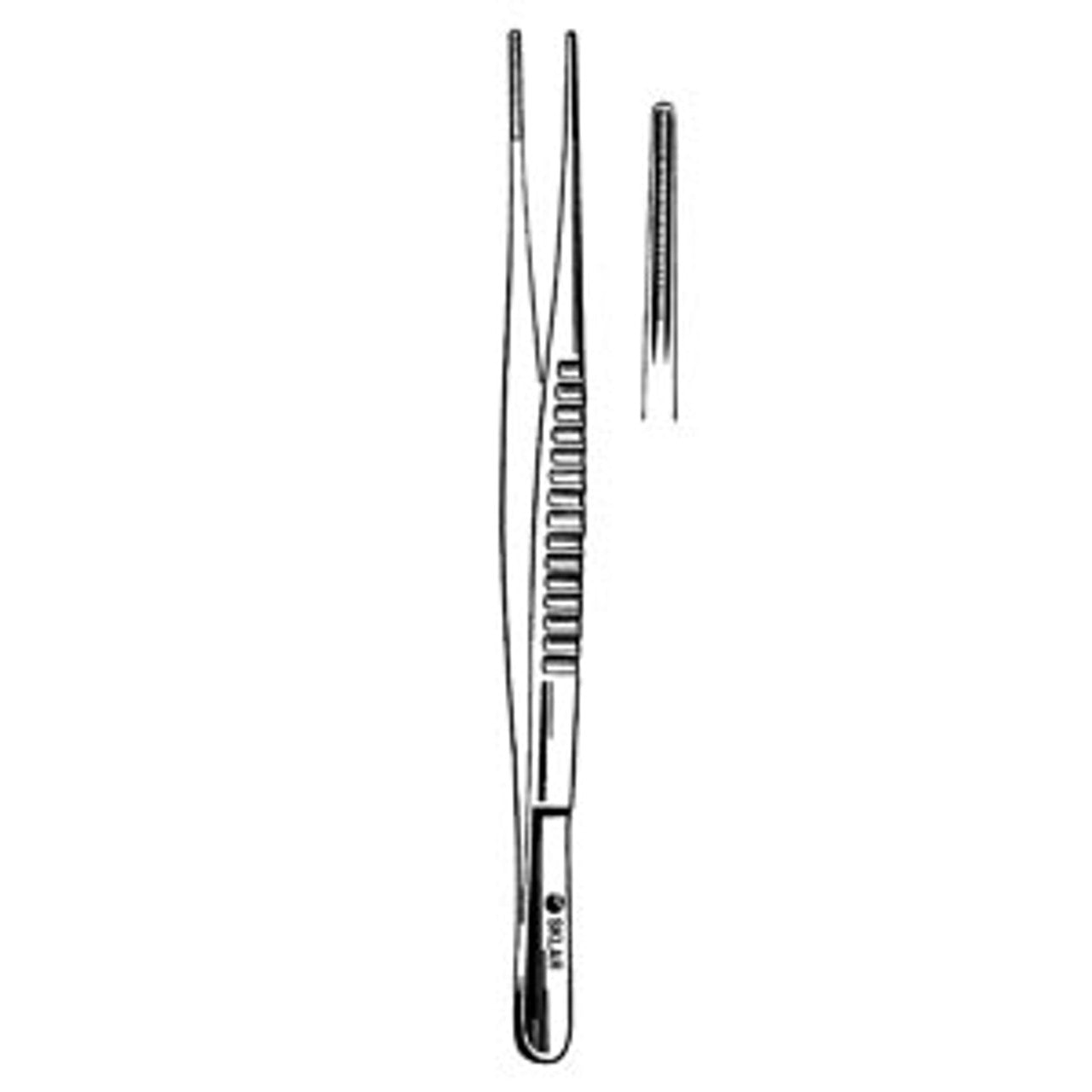 Tissue Forceps, Sklar DeBakey, 6-1/4in, OR Grade Stainless Steel, NonSterile, NonLocking Thumb Handle, Straight, 1x2 Rows of Fine Atraumatic Teeth, Reusable (DROP SHIP ONLY)