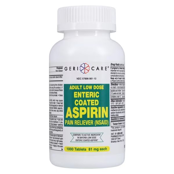 Aspirin EC Tablets 81mg Bottle 1000/Bt (981-10-GCP)