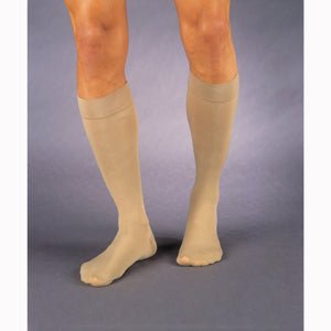 Compression Stockings, Knee High, 15-20mmHG, Large, Full Calf, Beige, Closed Toe (Continental US Only)
