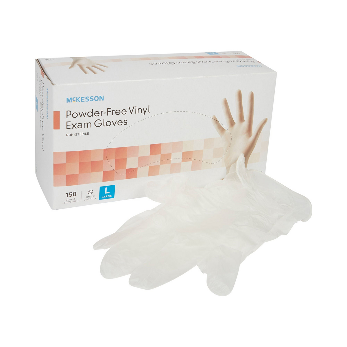 Exam Glove McKesson Large 150 per Box NonSterile Vinyl Standard Cuff Length Smooth Clear Not Rated (14-138)